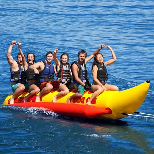 Hlixzoy Bateau Banane Épaissi De Remorquage De Jet Ski Gonflable pour 3-6 Personnes, Radeau Gonflable De Surf À Une Rangée, Adapté Aux Divertissements Aquatiques en Plein Air pour Adultes,6 People