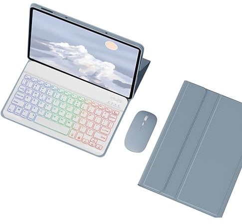 HLTOOP Keyboard Case for Lenovo Tab P11 (2Nd Gen)/ Pad Plus 2023 (11,5 Inch), 7 Color Backlit Keyboard with Mouse, Soft TPU Back Cover,Blue