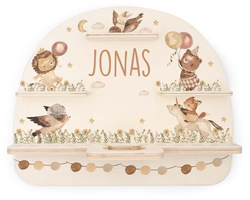 Kidsmood - Personalisiertes Tonie Regal | Wandregal Kinderzimmer für Tonie Box & Hörfiguren mit abgerundeten Ecken & Kanten | Tonie Box Regal mit Magnetplättchen als personalisierte Geschenke Kinder