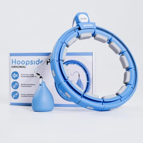 Gymside Hoopside Pro Original - Leiser Smart Hula Hoop, Fällt Nicht herunter, geeignet für Anfänger, Hula Hoop zum abnehmen und fit Werden, mit Massagenoppen,18 abnehmbare Glieder (Blau)