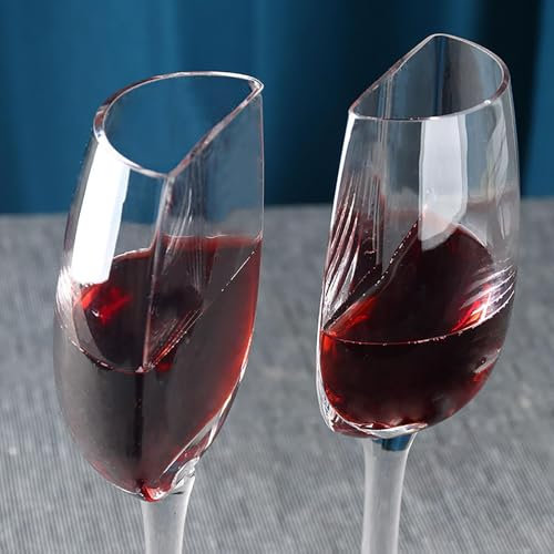 Halbes Weinglas 2er Set, Rotweinglas und Weißweinglas in Einem, Weingläser Mit Langem Stiel für Geburtstag, Jahrestag, Weihnachten, 140ml
