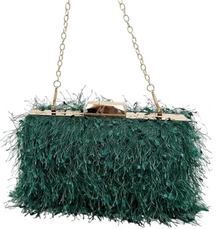 YUEZHAN Abendtasche Damen Clutch Mode Frauen Quasten Abend Tasche Hochzeits-Clutch-Geldbörse Dame Elegante Bankett-Party-Handtasche Kette Schulter-Umhängetasche Dunkelgrün