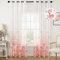 Woaboy Gardinen Rosa Voile Blumenmuster Vorhänge mit Ösen Wohnzimmer Transparente Ösenschal Sheer Voile Curtains für Schlafzimmer 2er Set 140x225cm(BxH)