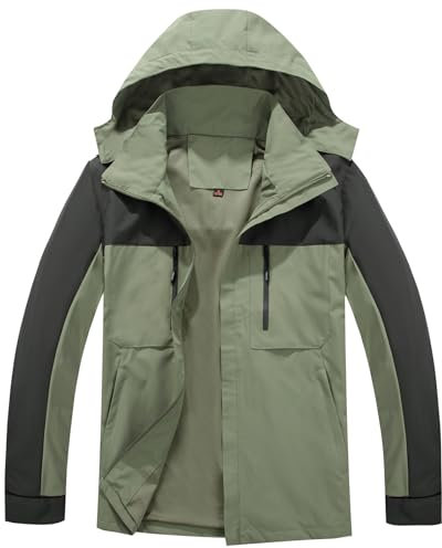 Ynport Crefreak Veste d’extérieur pour Hommes Coupe-vent Sport Jakcet Veste de Couple Imperméable à Capuche Manteau Coupe-vent Léger à Capuche pour la Randonnée en Plein air Trekking, Vert, M
