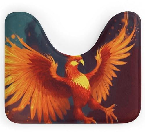 NWTRJ WC-Vorleger, U-förmig, ultraweich, super saugfähig, rutschfest, Mikrofaser, WC-Vorleger, Orange / Rot, Phoenix, Badezimmer-Bodenmatte für Badezimmer, WC-Boden