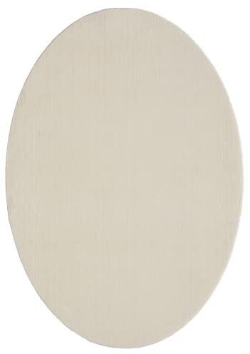 the carpet Relax Moderner Flauschiger Kurzflor Teppich, Anti-Rutsch Unterseite, Waschbar bis 30 Grad, Super Soft, Felloptik, Creme-2, 140 x 200 cm Oval