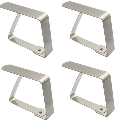 EesTeck 4 Pack Stainless Steel Tablecloth Clips Outdoor Table Cover Clamps Weddings Party Picnic Camping Table Cloth Holders