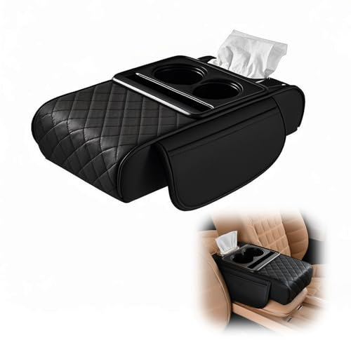 CMANLNYK Multifunctional Car Armrest Storage Box - Auto Armrest Pad Storage Box, 2-in-1 Storage Box for Auto Armrest, Car Armrest Cushion,Auto Center Console Armrest, Arm Rest for Car