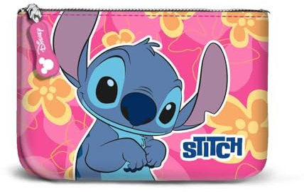 Disney Lilo et Stitch Cute-Petit Porte-Monnaie Carré, Rose, 13 x 10 cm
