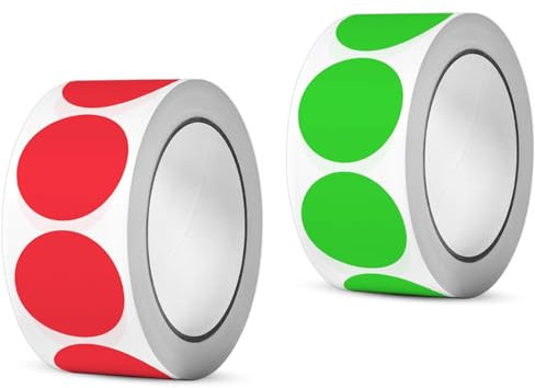 1000 Stück Bunte Klebepunkte auf Rolle – Selbstklebende Runde Aufkleber, 25x25 mm – Ideal für Kennzeichnung im Büro, Organisation & Planung – Rot, Grün & Mehrfarbig