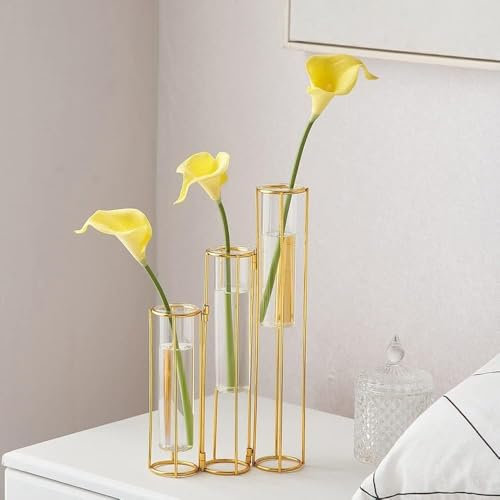 ZHENGYUSW Goldene Glas-Blumenvase, moderne nordische Heimdekoration, Wohnzimmerdekoration, Terrarium