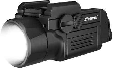 AIMWIN WL12 Linterna Táctica 650 Lúmenes 410m Alcance Largo 42000 Candela Recargable Magnética Compacta para Pistolas con Rail Glock/Picatinny 1913