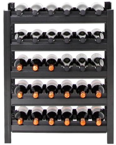 PROREGAL Weinregal Toskana, HxBxT 75x60x30 cm, 30 Flaschen auf 5 Ebenen, Schwarz, Wein Metallregal, Weinständer, Flaschenständer für Küche, Esszimmer, Keller