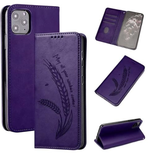 FERLAN Coque pour Vivo Y03 4G/Y18 4G Modèle de blé Etui Portefeuille Protection Etui à Rabat en PU Porte-Cartes Support Flip Housse Magnétique Antichoc Anti-Rayures Case,Violet