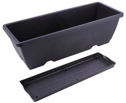 FUNOMOCYA Bac à Fleurs Rectangulaire Plastique avec Trou de Drainage Jardinière Pratique pour Balcon et Jardin pour Roses Orchidées et Autres Plantes Design Durable et Facile à Nettoyer et