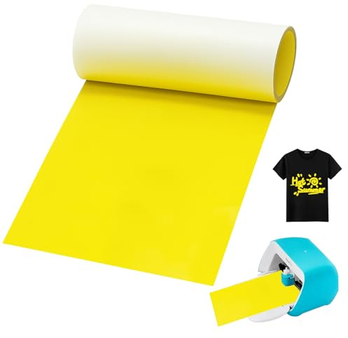 YushengTai Joy Smart Iron On Gelb, 14cm x 150cm PU Heat Transfer Vinyl Textilfolie Rollen Keine Schneidematte Erforderlich, Plotterfolie Textil für Joy (Gelb)