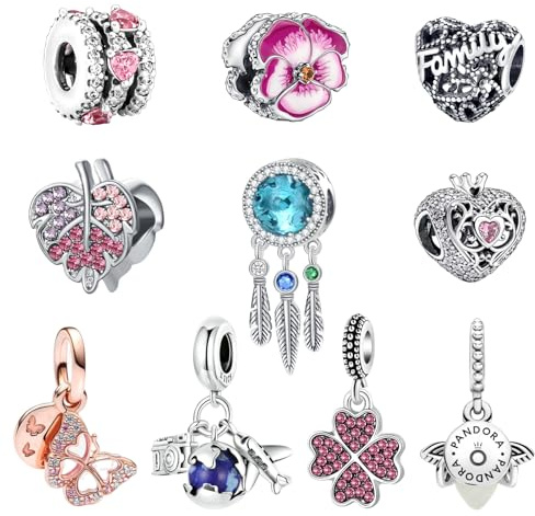 10Pcs Bracelet Charms, Charms for Pandora Bracelet, Sparking Silver Charm