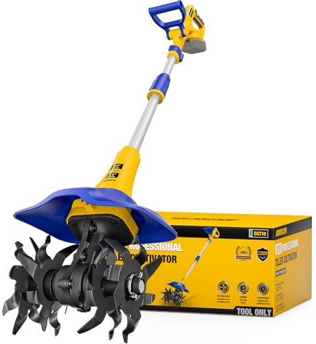 Electric Tiller for Gardening Compatible with Dewalt 20V Battery(Tool Only),330RPM Garden Tiller with 48 Steel Tines,9'' Tilling Width & 6.5'' Depth Rototillers for Lawn/Soil Cultivation