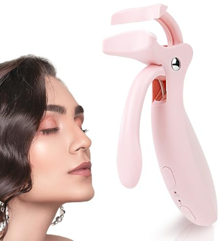 Pinkiou Beheizte Wimpernzange Elektrisch für langanhaltenden Schwung, 10s Schnelle Heizung Eyelash Curler mit Silikonpad & 2 Heizmodi, Kompakter Wimpernformer USB-C aufladbar für natürliche Locken