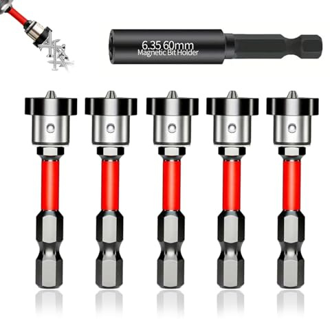 Trockenbau Bit 5er Set magnetisch mit Verlängerung 1/4 Sechskantschaft(A) | Rigips Schrauber Aufsatz zum Versenken von Rigips- und Schnellbauschrauben, stabil für Trockenbau und Plattenmontage