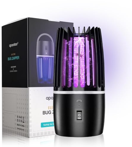 Lampara Mosquitos Eléctrico, Mata Mosquitos Electrico Portátil, Repelente de Mosquitos Recargable de 4000mAh, 2 en 1 con Lámpara UV Lámpara Antimosquitos, Exterior y Camping