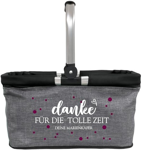 Amberger Design Personalisierter Einkaufskorb Kindergarten Abschied mit allen Kindernamen auf der Rückseite – Geschenk Erzieherin Kita, faltbar, 5 Farben