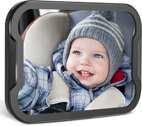 Zacro Rücksitzspiegel fürs Baby, Baby Auto Spiegel Rückspiegel,360° Schwenkbar, Verstellbare elastische Riemen, Auto Rückspiegel für Kindersitz und Babyschale, aus Glas