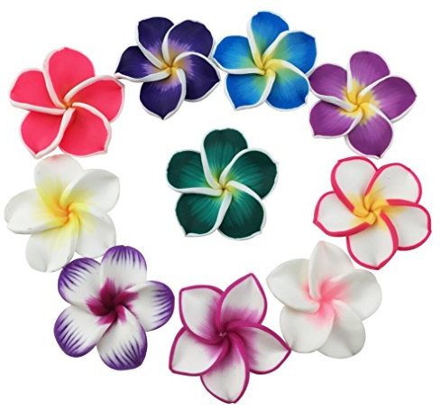 Winterworm 50 wunderschöne, handgefertigte, hawaiianische Mini-Kunstblumen, als Schmuck bei Hochzeiten, als Deko Zuhause oder im Büro, zum Basteln oder als Muttertagsgeschenk, unterschiedliche Farben
