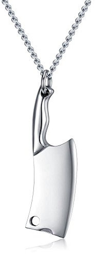 Miss Pink Chef Gift High Polished Stainless Steel Kitchen Knife Pendant Necklace Jewelry for Men Women, Stainless Steel