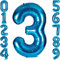 CHANGZHONG Blue 3 balloons 40 Inch Blue Number Large Balloons Mylar Foil Big Digital 0 1 2 3 4 5 6 7 8 9 Giant Helium Balloon Birthday Party Decoration （Blue No.3）