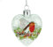 Glass Heart Christmas Tree Decoration with Snow and Robin (6.5cm)