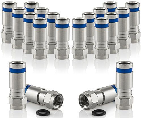 POPPSTAR 20x Juego de conectores coaxiales, conector F compresión para cable de antena, cable coaxial hasta 7,5mm, resistente a la intemperie, plateado