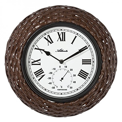 Atlanta Uhren 4477 Quarz Wanduhr 330 mm x 55 mm Braun