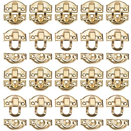 INCREWAY Lot de 20 loquets en bois pour tiroir, armoire, boîte à bijoux, 29 mm x 26 mm, doré