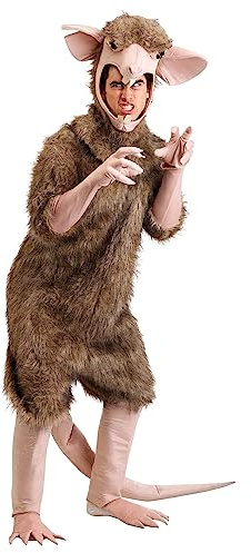 Brown Sewer Rat Halloween Costumes | Rodent Jumpsuit with Headpiece & Attached Gloves and Foot Covers