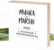 Wunderpixel® Holzbild Namensbild - Liebe ist- personalisiert - 15x15x2cm zum Hinstellen Aufhängen Spruch schwarz-weißes Holz-Schild Bild Aufsteller Deko personalisierbare Geschenk-Idee Hochzeit
