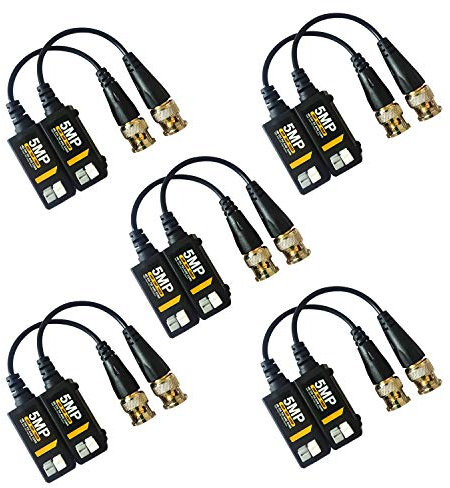 DENDAWEN Eversecu 5 Paar 5 MP Passive HD BNC Video Balun Transceiver Transmitter AHD/TVI/CVI/CVBS Kabel Stecker für 720P / 960P / 1080P / 3MP / 5MP CCTV Überwachungskameras