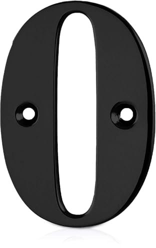 XFORT Matt Black Front Door Number 0, House Number Suitable for All Door Types including Wooden, uPVC, and Composite.