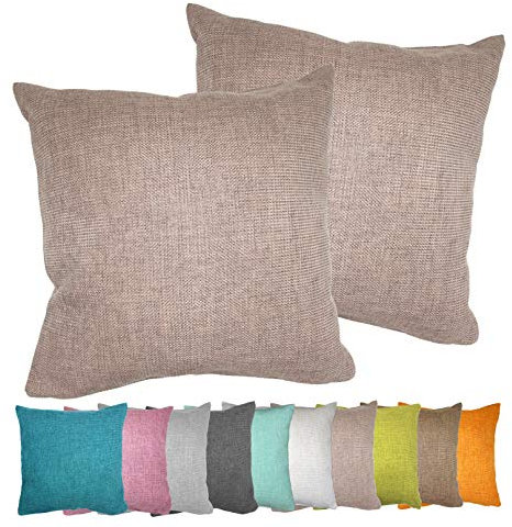 MOON Luxury Doppelpack Kissenhülle in Struktur-Optik Chenille garngefärbt 2 x Kissenbezug 50x50 cm Taupe