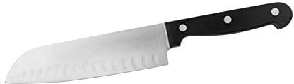 NIROSTA 43392 FACKELMANN Cuchillo cortar lonchear pescado y verduras hoja Acero CCR Mango POM Negro, 1ud Santoku Messer 18/30 cm. Mega, Aluminium, Schwarz