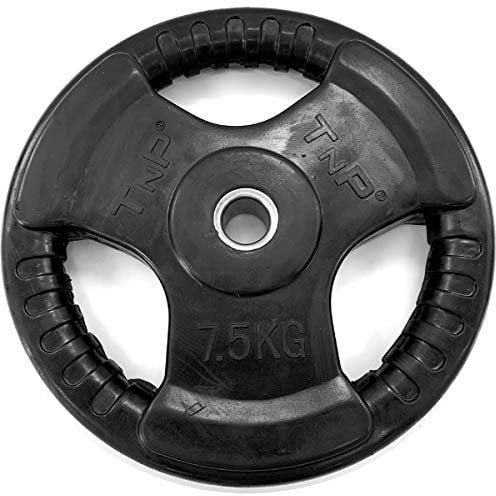 TnP Fitness Standard 1 TriGrip Weight Plates Rubber Coated Cast Iron Weights Plate � Tri Grip Radial � 7.5KG Single TriGrip Disc