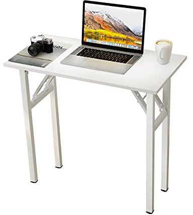 sogesfurniture Tavolo pieghevole, Scrivania da studio per ufficio, Tavolo da pranzo per workstation, Nessuna installazione necessaria, 80x40x75cm, Bianco BHEU-LP-AC5WW-8040