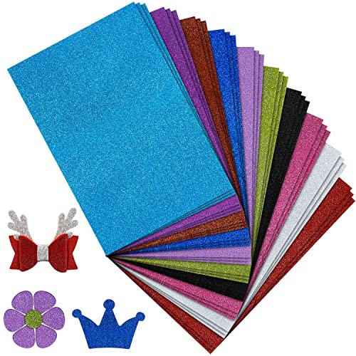 Belle 30 Pack Vous Hoja Goma Eva Purpurina () Goma Espuma con Adhesivo A4, 2 mm de Grosor Colores Variados - Plancha de Goma - Manualidades, Actividades Infantiles, Álbum de Recorte, Fiestas y Más