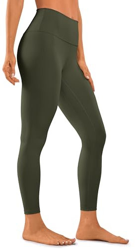 CRZ YOGA Damen Naked Feeling Leggings Sporthose High Waist Yogahose Sport Leggins Fitness Yoga Hose - 64cm Dunkle Olive 38