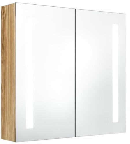 vidaXL Armoire de Salle de Bain à Miroir LED Meuble de Rangement Mural Armoire à Pharmacie Armoire de Rangement Intérieur Chêne 62x14x60 cm