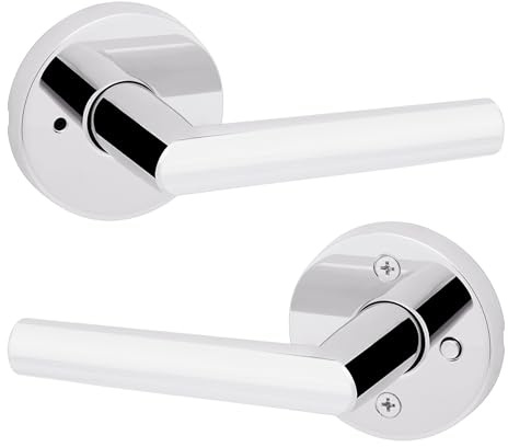 Kwikset Milan - Manilla de privacidad para puertas de dormitorio y baño en cromo pulido
