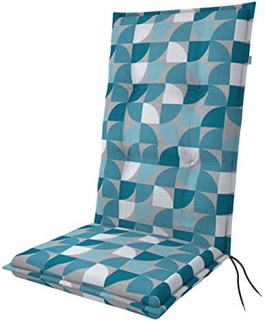 Doppler Auflage Hochlehner Living Kreis Blau I Gartenstuhl-Polster 119x48x6cm aus Baumwolle & Polyester I Sitzauflage weich & bequem I Sitzkissen zum Festbinden an Gartenstuhl