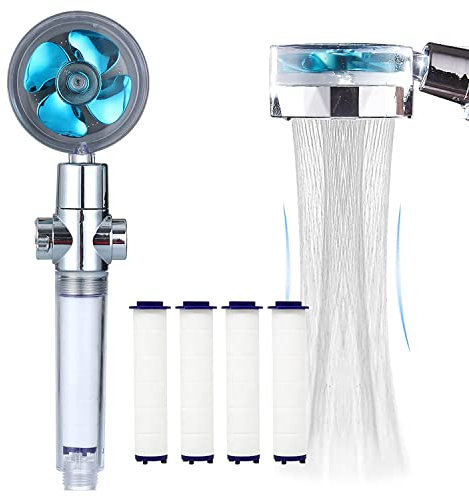 Antower Hochdruck-Handbrause mit Filtern, Vortex, Hydrostrahl, Turbo-Propeller, 360 Grad drehbar, einfache Installation, I-Blau