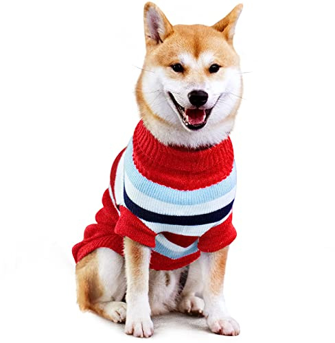 Dog Jumper Large Dog Christmas Sweater Warm Winter Pet Clothes for Medium Large Pet(L Back Length:24/Red)