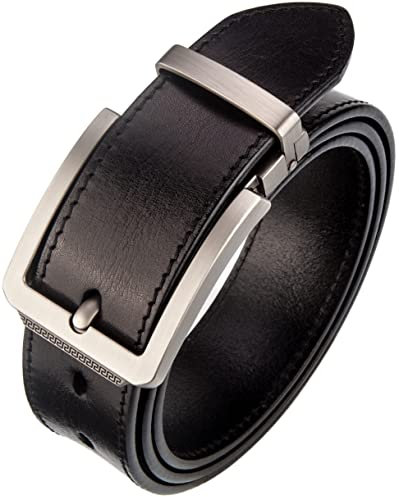 Tolumo Herrengürtel Original Design Volllegierung Schnalle passend zu Vollnarbenleder Gürtel Ideal für Kleid Freizeit Jeans Arbeit Wear 658WJX Schwarz 105